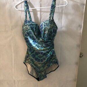 Stylish Blue and green paisley one piece